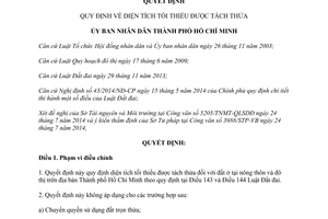 Quyết định 33/2014/QĐ-UBND diện tích tối thiểu tách thửa Hồ Chí Minh