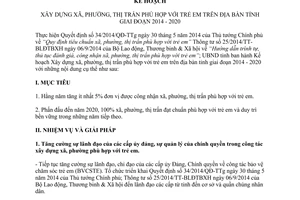 Kế hoạch 105/KH-UBND 2014 xây dựng xã phường thị trấn phù hợp với trẻ em Thừa Thiên Huế 2014 2020