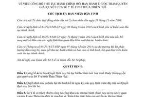 Quyết định 2059/QĐ-UBND 2014 công bố thủ tục hành chính mới Sở Y tế Thừa Thiên Huế