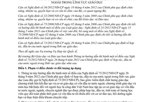 Thông tư 34/2014/TT-BGDĐT hướng dẫn 73/2012/NĐ-CP hợp tác đầu tư nước ngoài giáo dục