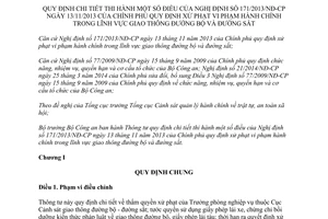Thông tư 45/2014/TT-BCA hướng dẫn 171/2013/NĐ-CP xử phạt vi phạm hành chính giao thông