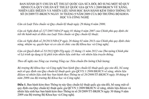 Thông tư 30/2014/TT-BKHCN Quy chuẩn kỹ thuật quốc gia sửa đổi xăng nhiên liệu điêzen sinh học 20/2009/TT-BKHCN