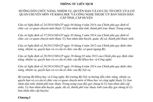 Thông tư liên tịch 29/2014/TTLT-BKHCN-BNV cơ quan chuyên môn khoa học và công nghệ