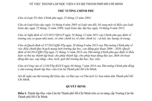 Quyết định 1878/QĐ-TTg 2014 thành lập Học viện Cán bộ Thành phố Hồ Chí Minh