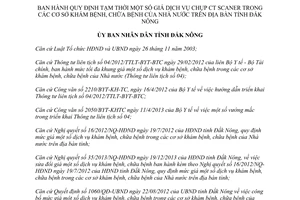 Quyết định 1554/QĐ-UBND 2014 giá CT Scaner tạm thời trong cơ sở khám chữa bệnh Đắk Nông