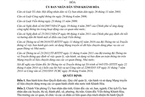 Quyết định 2739/QĐ-UBND 2014 quản lý vận hành Mạng truyền số liệu cơ quan hành chính Khánh Hòa