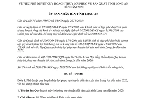 Quyết định 3453/QĐ-UBND 2014 phê duyệt quy hoạch thủy lợi phục vụ chuyển đổi sản xuất Long An