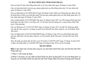 Quyết định 79/2014/QĐ-UBND mức chi bảo đảm công tác cải cách hành chính Nhà nước Ninh Thuận