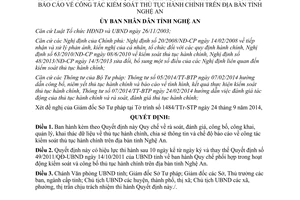 Quyết định 76/2014/QĐ-UBND rà soát khai thác dữ liệu kiểm soát thủ tục hành chính Nghệ An