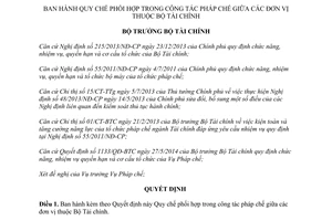 Quyết định 2670/QĐ-BTC 2014 Quy chế phối hợp pháp chế các đơn vị Bộ Tài chính