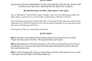 Quyết định 3423/QĐ-BVHTTDL 2014 kích cầu du lịch nội địa Mỗi chuyến đi thêm yêu Tổ quốc