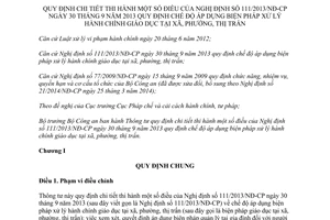 Thông tư 48/2014/TT-BCA hướng dẫn 111/2013/NĐ-CP áp dụng xử lý hành chính giáo dục tại xã phường thị trấn