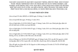 Quyết định 36/2014/QĐ-UBND hạn mức giao đất ở đất trống đồi núi trọc Đắk Lắk