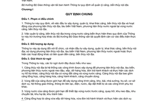 Thông tư 50/2014/TT-BGTVT quản lý cảng bến thủy nội địa