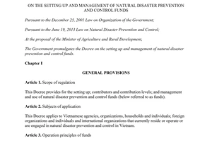 Decree No. 94/2014/ND-CP setting up and management of natural disaster prevention and control funds