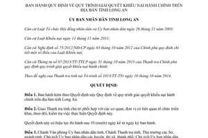 Quyết định 51/2014/QĐ-UBND quy trình giải quyết khiếu nại hành chính Long An