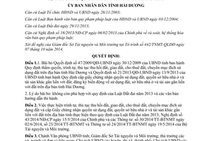 Quyết định 21/2014/QĐ-UBND bãi bỏ Quyết định thu hồi giao cho thuê chuyển mục đích sử dụng đất Hải Dương