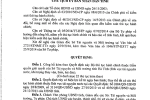 Quyết định 3121/QĐ-UBND 2014 Bộ thủ tục hành chính thuộc thẩm quyền Sở Tài nguyên Môi trường Hà Tĩnh