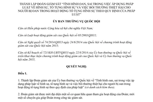 Nghị quyết 821/NQ-UBTVQH13 2014 thành lập Đoàn giám sát Tình hình oan sai