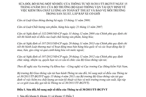 Thông tư 54/2014/TT-BGTVT sửa đổi 30/2011/TT-BGTVT kiểm tra chất lượng an toàn kỹ thuật xe cơ giới