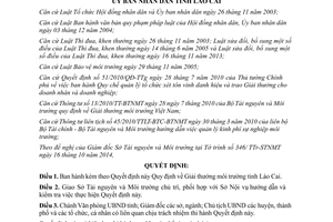 Quyết định 60/2014/QĐ-UBND Quy định về Giải thưởng môi trường tỉnh Lào Cai