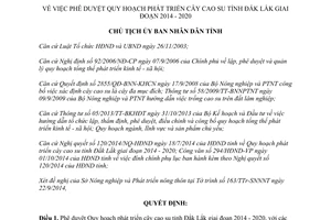 Quyết định 2456/QĐ-UBND 2014 phê duyệt Quy hoạch phát triển cây cao su Đắk Lắk 2014 2020
