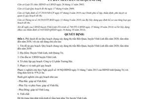 Quyết định 2246/QĐ-UBND 2014 Quy hoạch chung xây dựng Bến Quan Quảng Trị đến 2020 tầm nhìn 2030