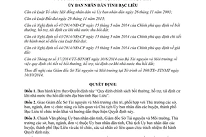Quyết định 23/2014/QĐ-UBND bồi thường hỗ trợ tái định cư nhà nước thu hồi đất Bạc Liêu