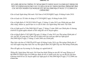 Thông tư 28/2014/TT-NHNN sửa đổi 06/2009/TT-NHNN cho vay ưu đãi lãi suất theo 30a/2008/NQ-CP