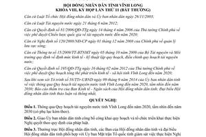 Nghị quyết 102/NQ-HĐND 2014 Quy hoạch tài nguyên nước Vĩnh Long 2020 tầm nhìn 2030