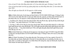 Quyết định 1038/QĐ-UBND 2014 đính chính 28/2014/QĐ-UBND Hà Nam