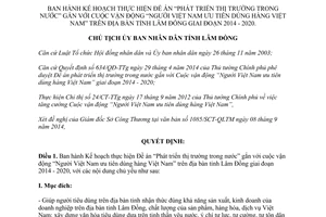 Quyết định 2060/QĐ-UBND năm 2014 thực hiện Người Việt Nam ưu tiên dùng hàng Việt Nam Lâm Đồng