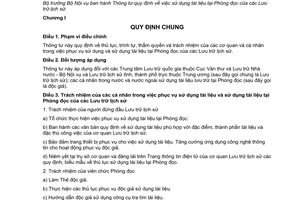 Thông tư 10/2014/TT-BNV sử dụng tài liệu tại Phòng đọc Lưu trữ lịch sử