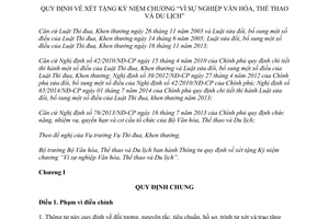 Thông tư 11/2014/TT-BVHTTDL xét tặng Kỷ niệm chương Vì sự nghiệp Văn hóa Thể thao và Du lịch