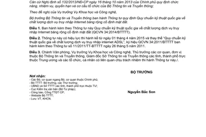 Thông tư 12/2014/TT-BTTTT Quy chuẩn kỹ thuật quốc gia về chất lượng dịch vụ truy nhập Internet băng rộng cố định mặt đất