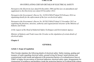 Circular No. 31/2014/TT-BCTcertain details of electrical safety
