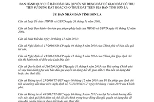 Quyết định 23/2014/QĐ-UBND bán đấu giá quyền sử dụng đất có thu tiền sử dụng đất Sơn La