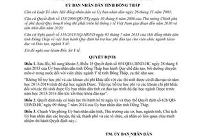 Quyết định 1030/QĐ-UBND-HC 2014 sửa đổi 854/QĐ-UBND-HC 2013 Đồng Tháp