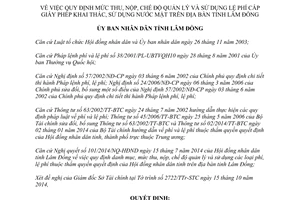 Quyết định 44/2014/QĐ-UBND mức thu nộp quản lý phí cấp giấy phép khai thác sử dụng nước mặt Lâm Đồng