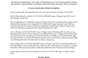 Quyết định 41/2014/QĐ-UBND mức thu nộp quản lý phí sử dụng hè lòng đường lề đường bến bãi Lâm Đồng