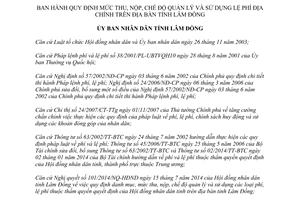 Quyết định 39/2014/QĐ-UBND mức thu nộp quản lý Lệ phí địa chính Lâm Đồng