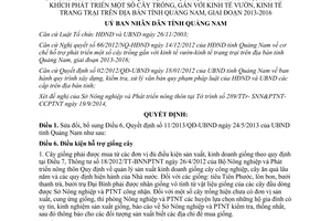 Quyết định 33/2014/QĐ-UBND sửa đổi cơ chế hỗ trợ phát triển cây trồng kinh tế trang trại Quảng Nam