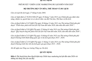 Quyết định 3455/QĐ-BVHTTDL 2014 phê duyệt Chiến lược marketing du lịch đến năm 2020
