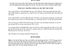 Quyết định 1033/QĐ-TCDT năm 2014 xuất gạo dự trữ quốc gia hỗ trợ học sinh theo 36/2013/QĐ-TTg