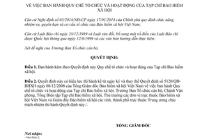 Quyết định 1074/QĐ-BHXH 2014 Quy chế tổ chức hoạt động Tạp chí Bảo hiểm xã hội