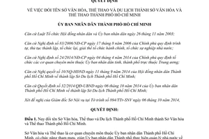 Quyết định 34/2014/QĐ-UBND đổi tên Sở Văn hóa Thể thao và Du lịch thành Sở Văn hóa và Thể thao Hồ Chí Minh