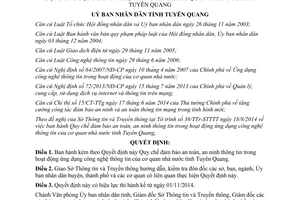 Quyết định 17/2014/QĐ-UBND an ninh thông tin ứng dụng công nghệ cơ quan nhà nước Tuyên Quang