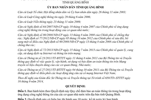 Quyết định 26/2014/QĐ-UBND đảm bảo an toàn thông tin trong ứng dụng công nghệ thông tin Quảng Bình