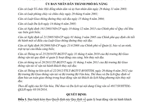 Quyết định 37/2014/QĐ-UBND quản lý vận tải hành khách du lịch đường thủy nội địa Đà Nẵng