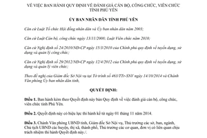 Quyết định 39/2014/QĐ-UBND đánh giá cán bộ công viên chức Phú Yên
